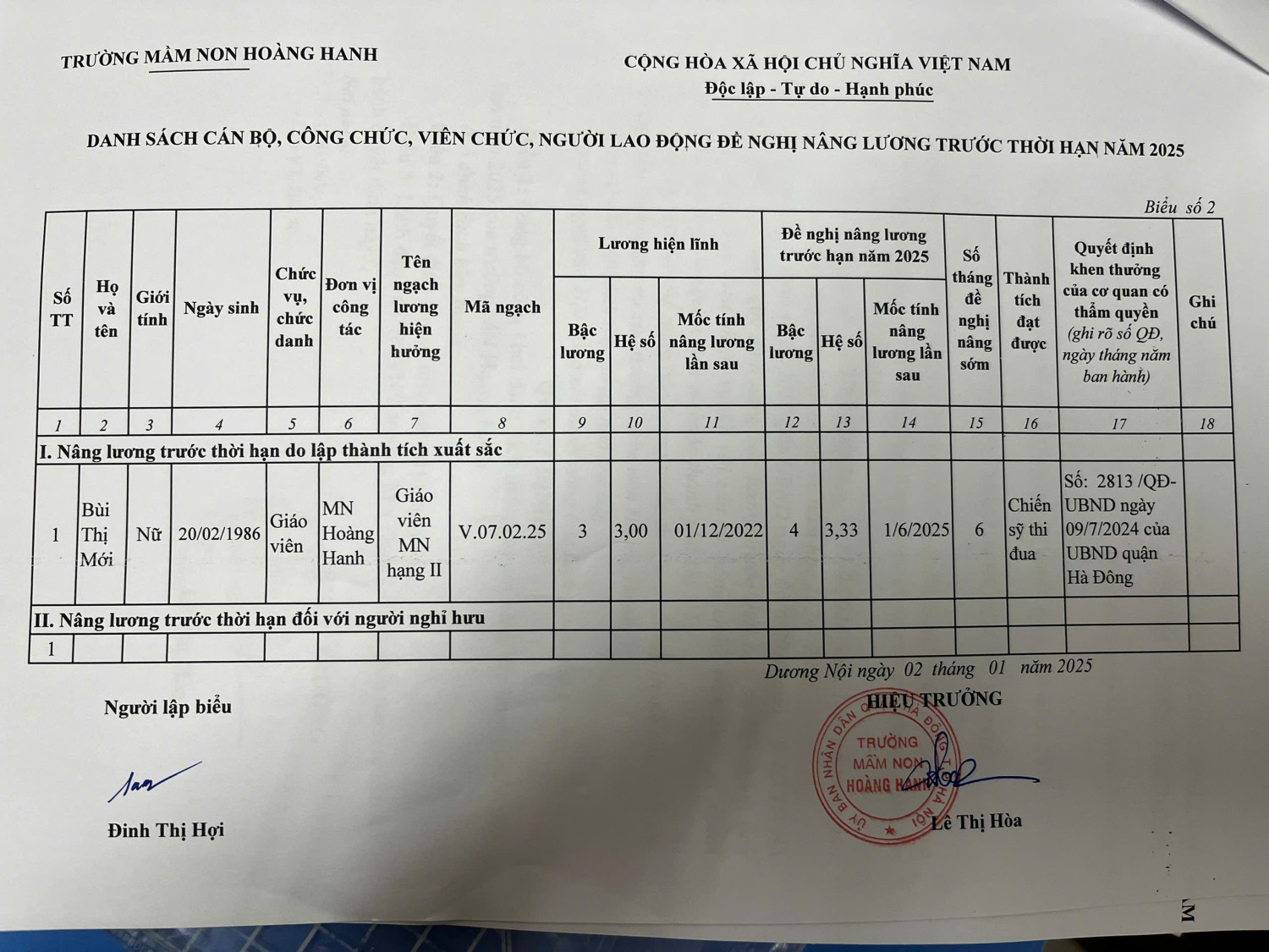 Công khai danh sách tăng lương trước thời hạn